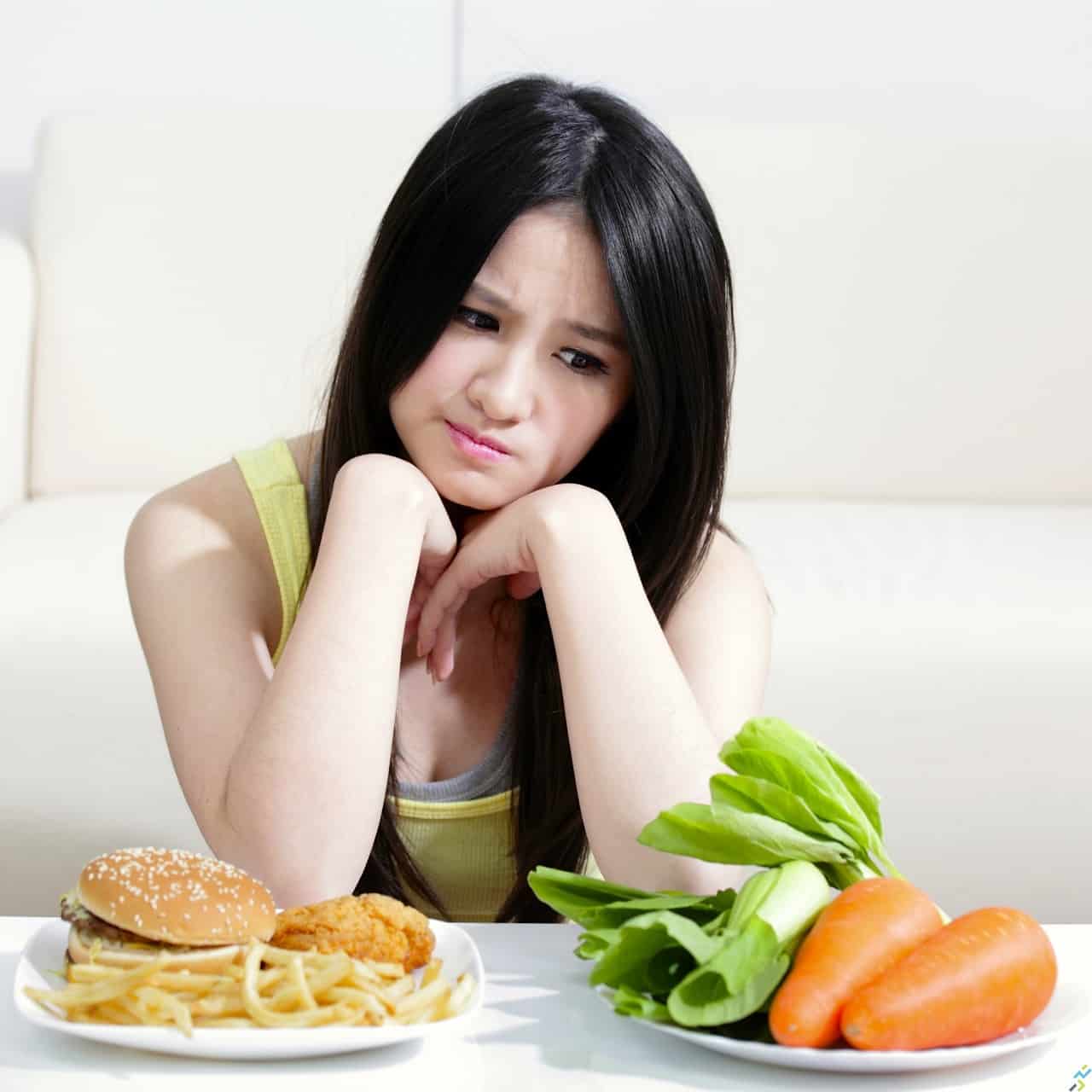 Woman think about food