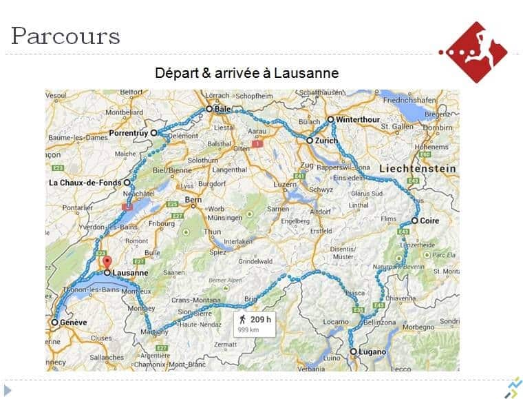 Parcours tour de Suisse en courant 